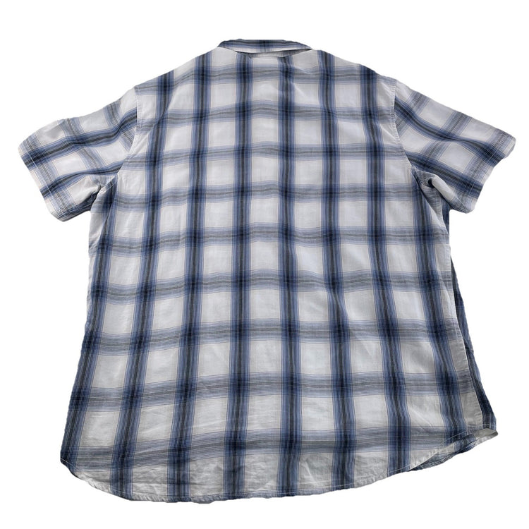 Mens Harley Davidson LightBlue&White Buttonup W/Plaid Pattern Shirt Size Xxl