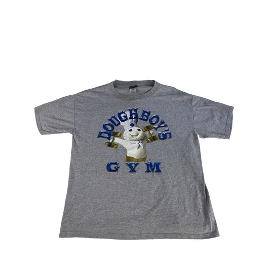 Mens Vintage 90s Logotel Grey Pillsbury Doughboys Gym T Shirt Size XL