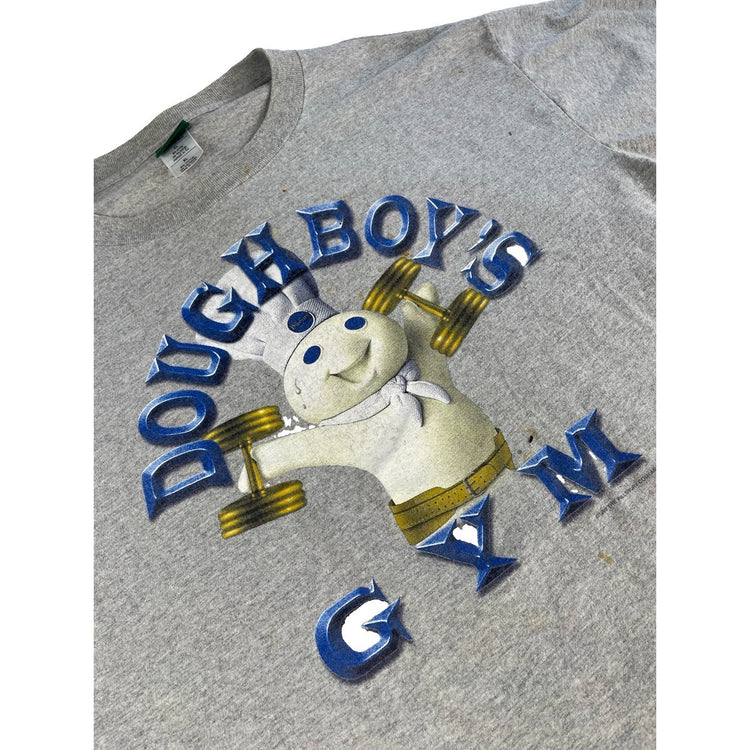 Mens Vintage 90s Logotel Grey Pillsbury Doughboys Gym T Shirt Size XL