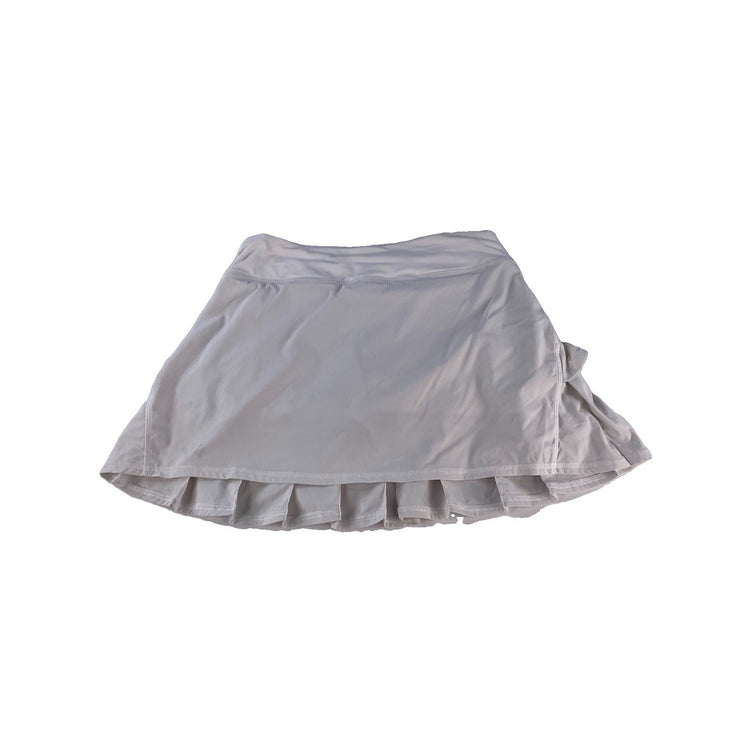 Womens Lululemon White Tiered Pleated Pace Rival Tennis Running Skirt Size 6