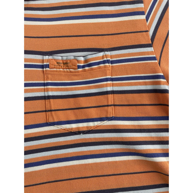 Mens Polo Sport Ralph Lauren Size Large Orange & Blue Striped Shirt