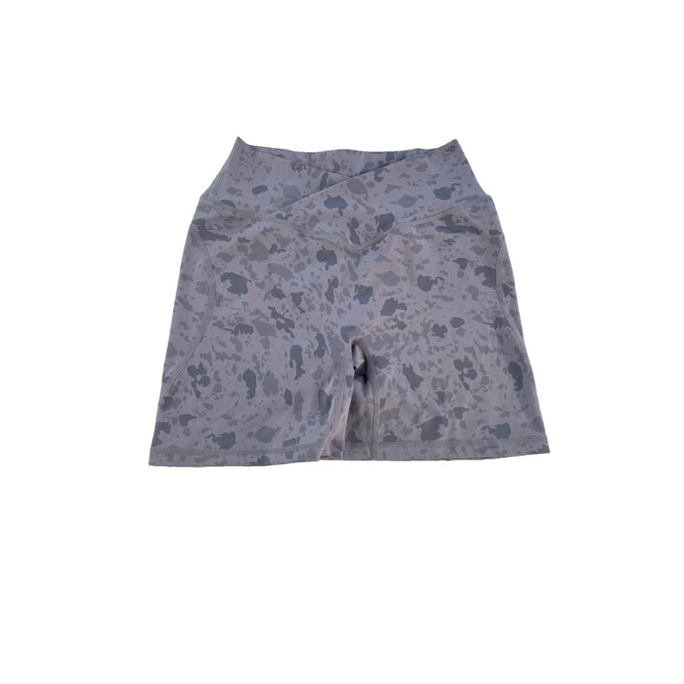 Womens Alphalete Gray Camo Spotted Crossover Waist Athletic Biker Shorts SIZE XS