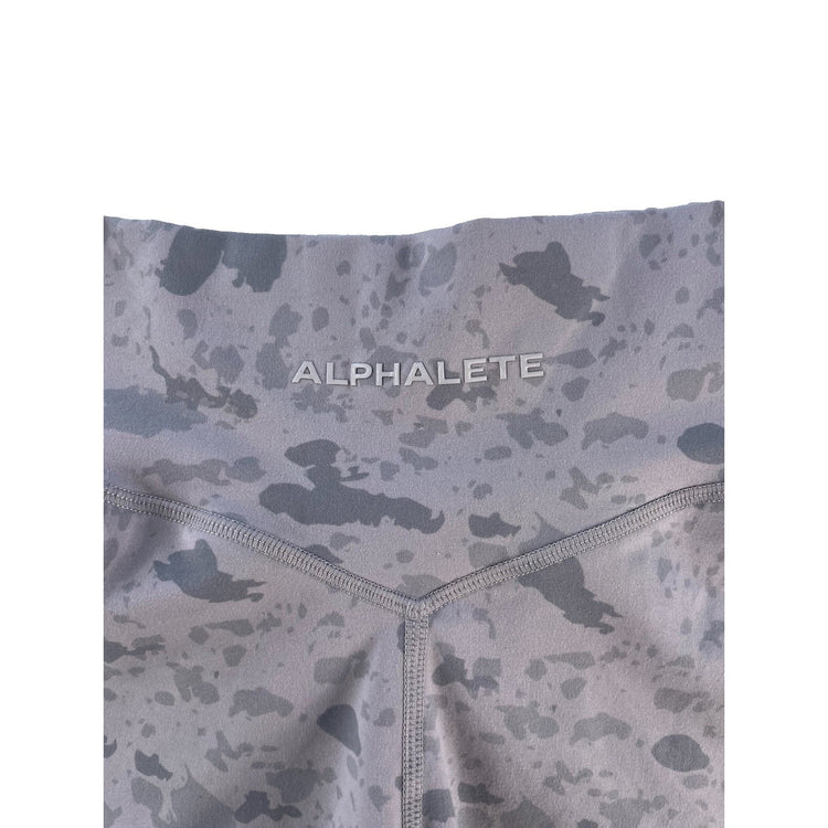 Womens Alphalete Gray Camo Spotted Crossover Waist Athletic Biker Shorts SIZE XS