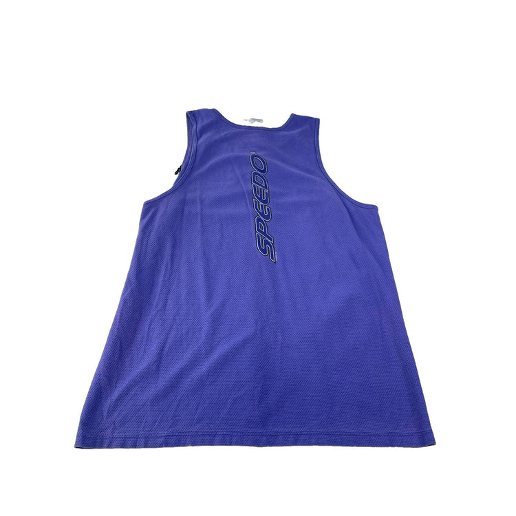 Mens Vintage Speedo Purple Waffle Knit Back Spellout Patch Tank Top Size L