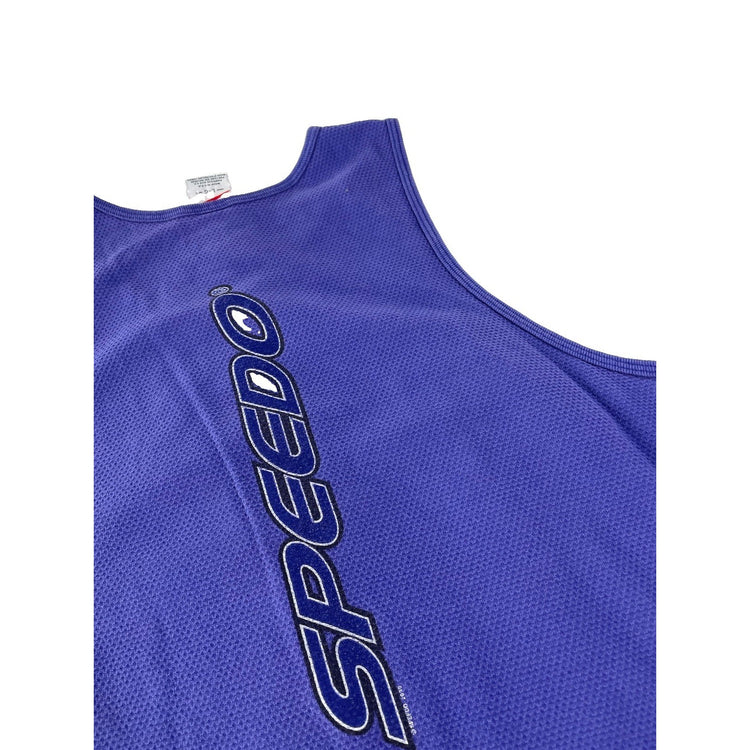 Mens Vintage Speedo Purple Waffle Knit Back Spellout Patch Tank Top Size L