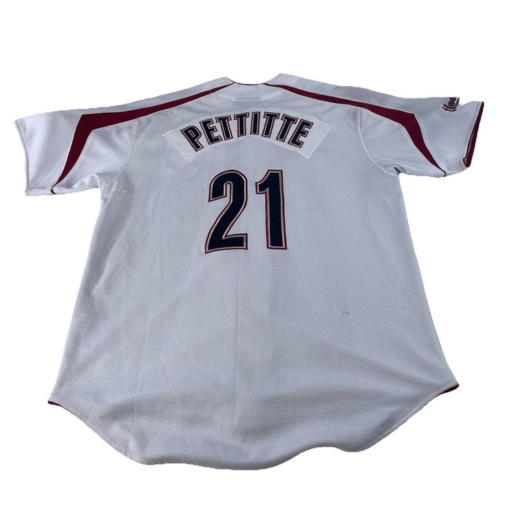 Mens Nike White Houston Astros Andy Pettitte Button Up Jersey Size Medium