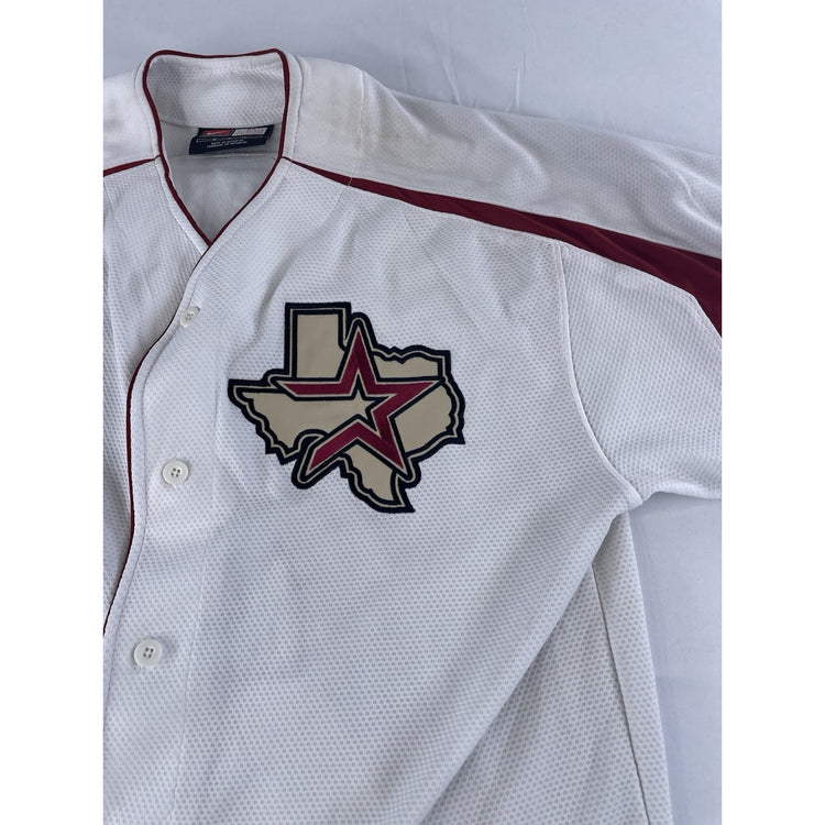 Mens Nike White Houston Astros Andy Pettitte Button Up Jersey Size Medium