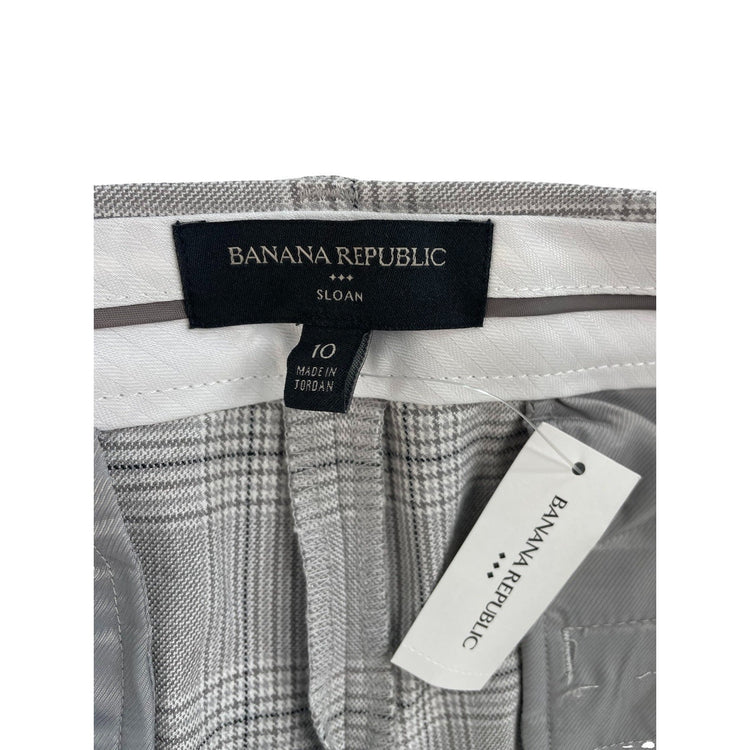 Womens Banana Republic Sloan Gray Plaid Trousers Size 10