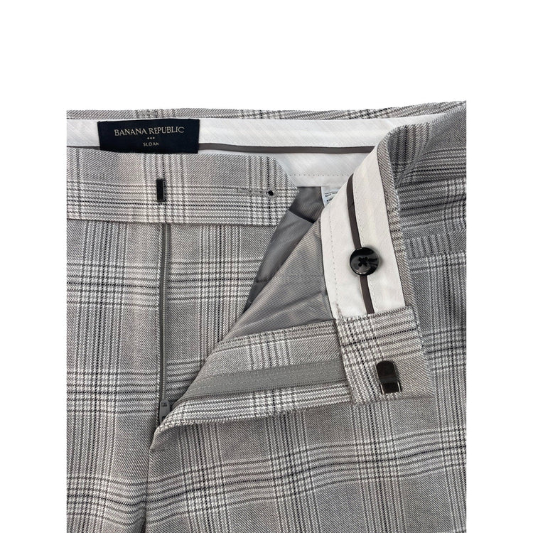 Womens Banana Republic Sloan Gray Plaid Trousers Size 10