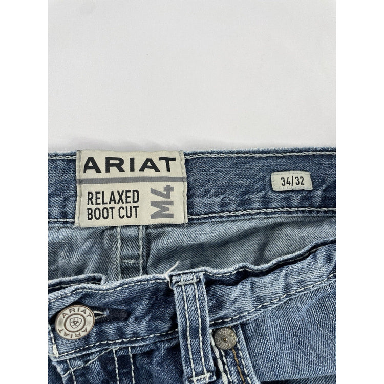 Mens Ariat Relaxed Bootcut Medium Wash Blue Jeans Size 34x32