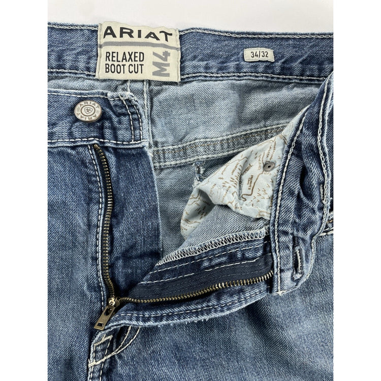 Mens Ariat Relaxed Bootcut Medium Wash Blue Jeans Size 34x32