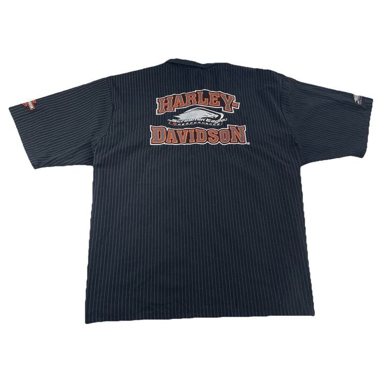 Mens Harley Davidson Black W/Stripes Button Up SS Shirt Size 4XL