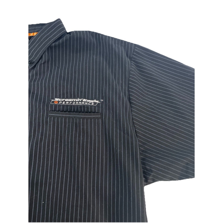 Mens Harley Davidson Black W/Stripes Button Up SS Shirt Size 4XL