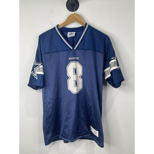 Vintage Kids Blue NFL Dallas Cowboys Aikman #8 Jersey Logo Athletic 18-20 Sz XL