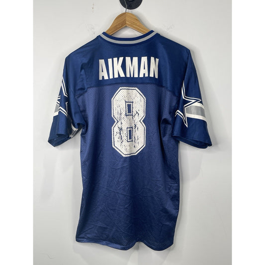 Vintage Kids Blue NFL Dallas Cowboys Aikman #8 Jersey Logo Athletic 18-20 Sz XL