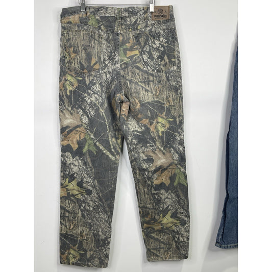 Vintage Men’s Wrangler Camo Double Knee Jeans Pants Mens 37x33 Faded Camouflage