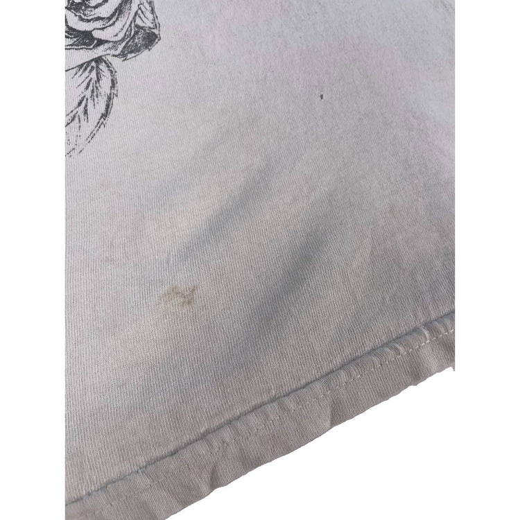 Mens Y2K Gildan Skull Roses Graphic T Shirt White Mall Goth Grunge Size XL