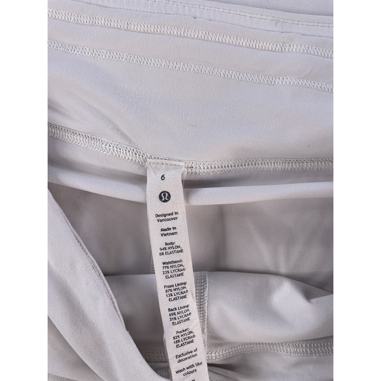 Womens Lululemon White Tiered Pleated Pace Rival Tennis Running Skirt SIZE 6