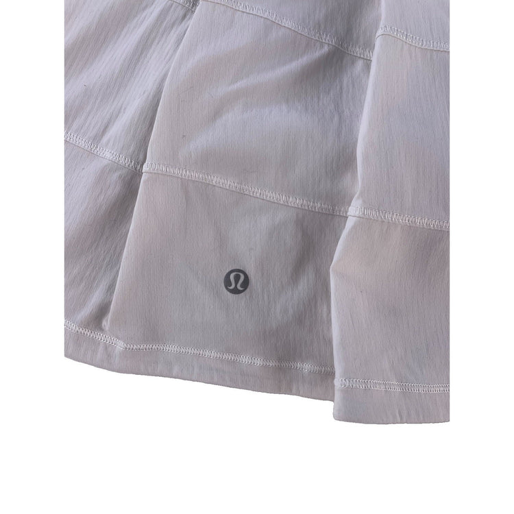 Womens Lululemon White Tiered Pleated Pace Rival Tennis Running Skirt SIZE 6