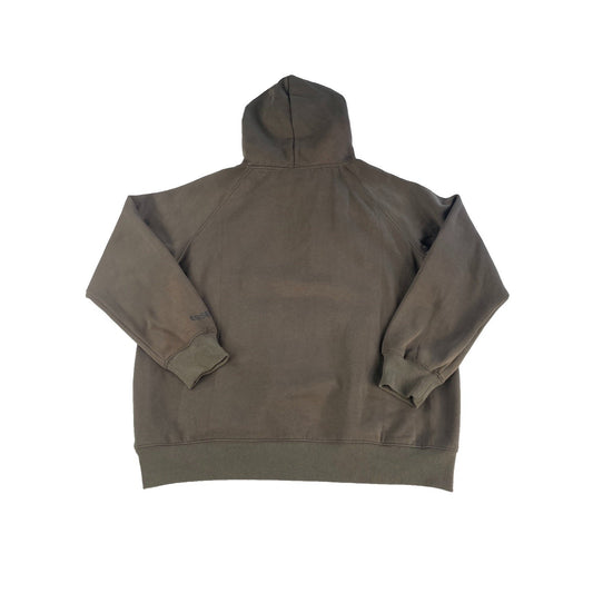 Mens Fear Of God Essentials 3D Silicon Logo Pullover Hoodie Taupe Brown Size L
