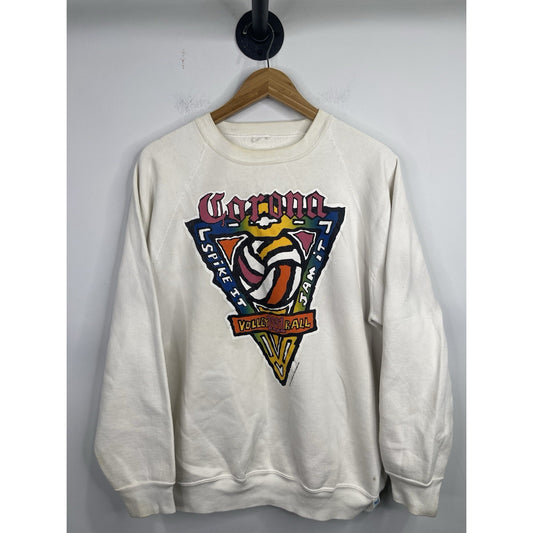 Vintage 1991 Corona Volleyball White Sweatshirt Sz XL