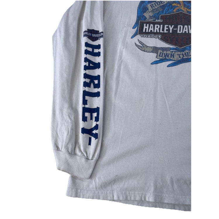 Mens Harley Davidson White Longsleeve Eagle Graphic Shirt Size Extra Large