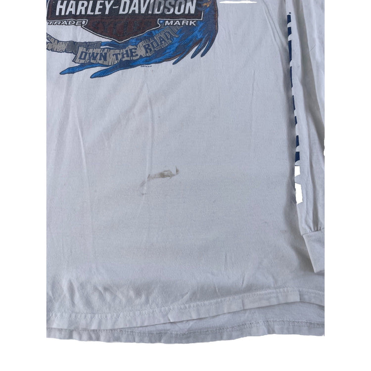 Mens Harley Davidson White Longsleeve Eagle Graphic Shirt Size Extra Large