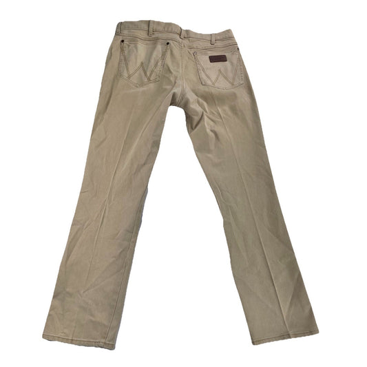 Men’s Wrangler Tan Slim Straight Jeans Size 35x34