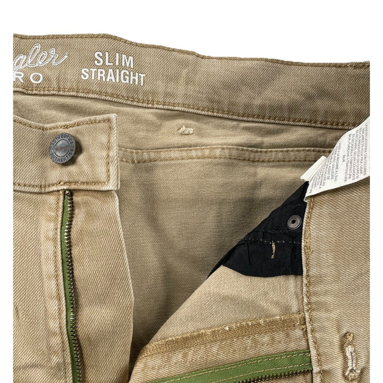 Men’s Wrangler Tan Slim Straight Jeans Size 35x34