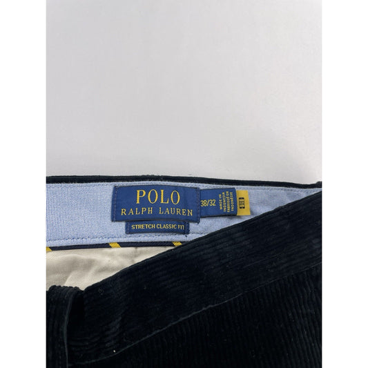 Mens Polo Ralph Lauren Size 38X32 Black Corduroy Pants