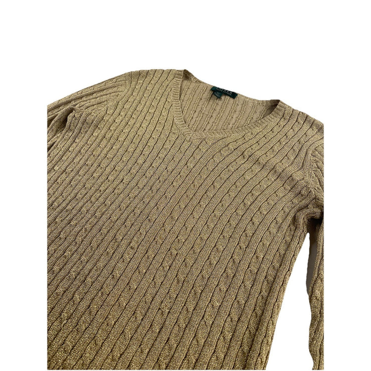 Womens Lauren Ralph Lauren Size 2XL Gold Metallic Sweater
