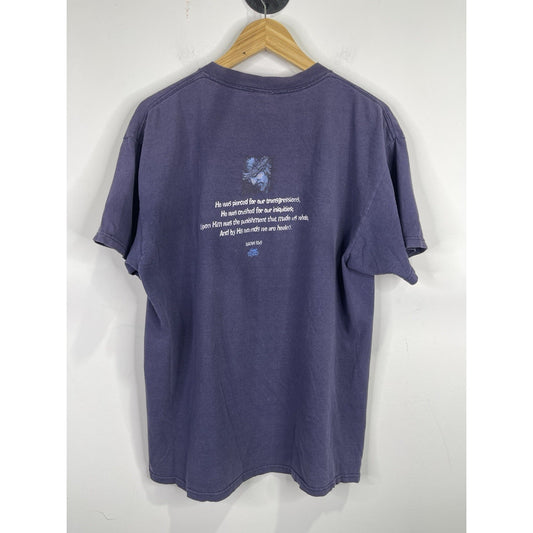 Vintage Living Epistles Christian Jesus Dark Blue Graphic T Shirt Sz Large