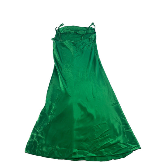 Women's Bebe Green Satin Slip Dress, Size L