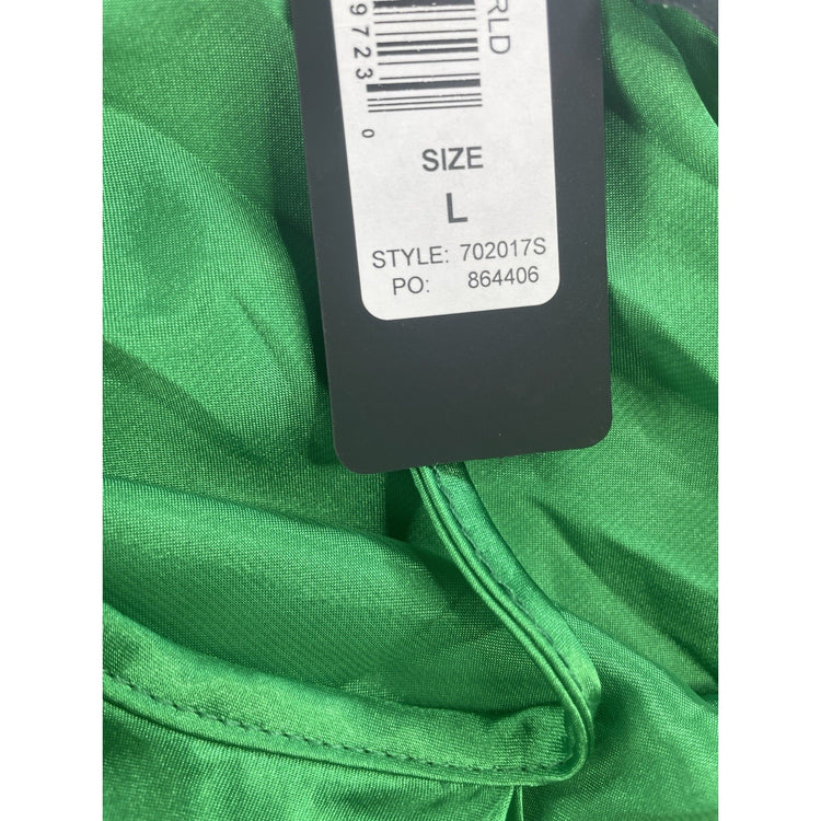Women's Bebe Green Satin Slip Dress, Size L