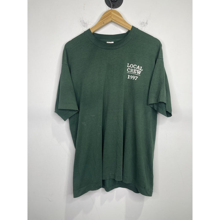 Men’s Vintage 90s green Local Crew The Beach Boys Short Sleeve T Shirt Sz XL