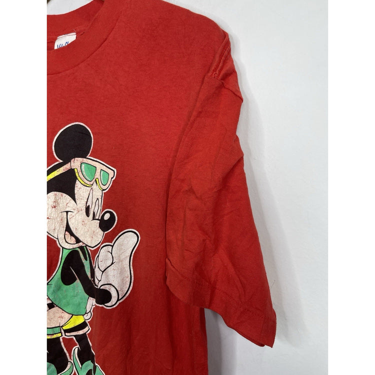 Adult VTG Velva Sheen Mickey Mouse Disney Florida Beach T shirt Red Size XL