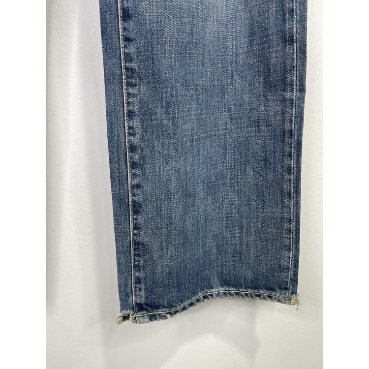 Men’s Abercrombie & Fitch 5 Pocket Straight Distressed Wash Denim Jeans 33x32