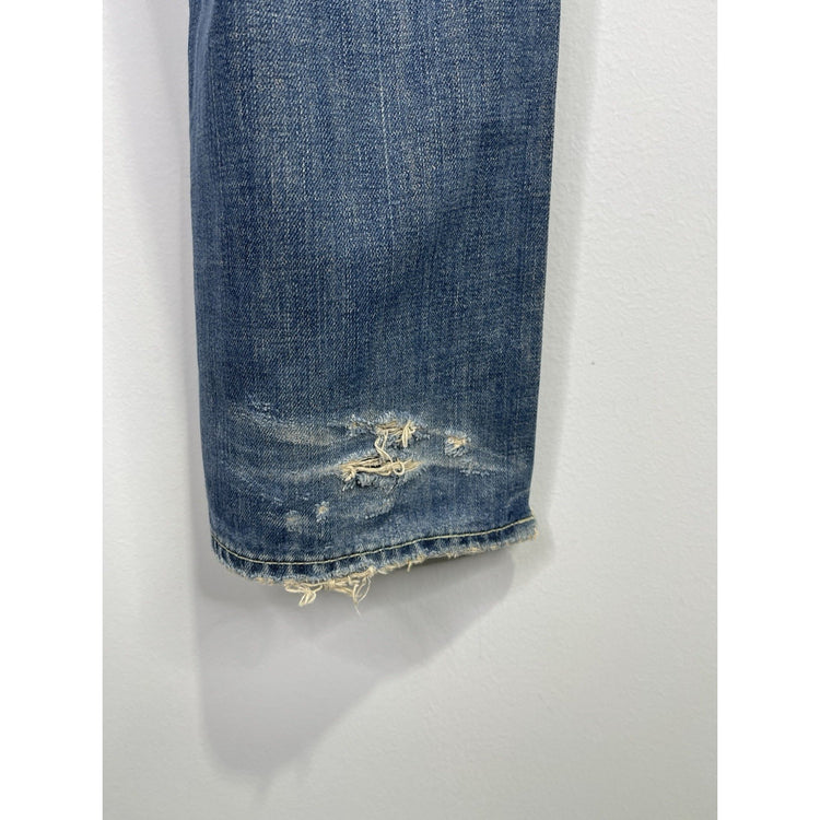 Men’s Abercrombie & Fitch 5 Pocket Straight Distressed Wash Denim Jeans 33x32