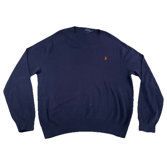 Mens Polo Ralph Lauren Size XL Navy Blue V Neck Sweater