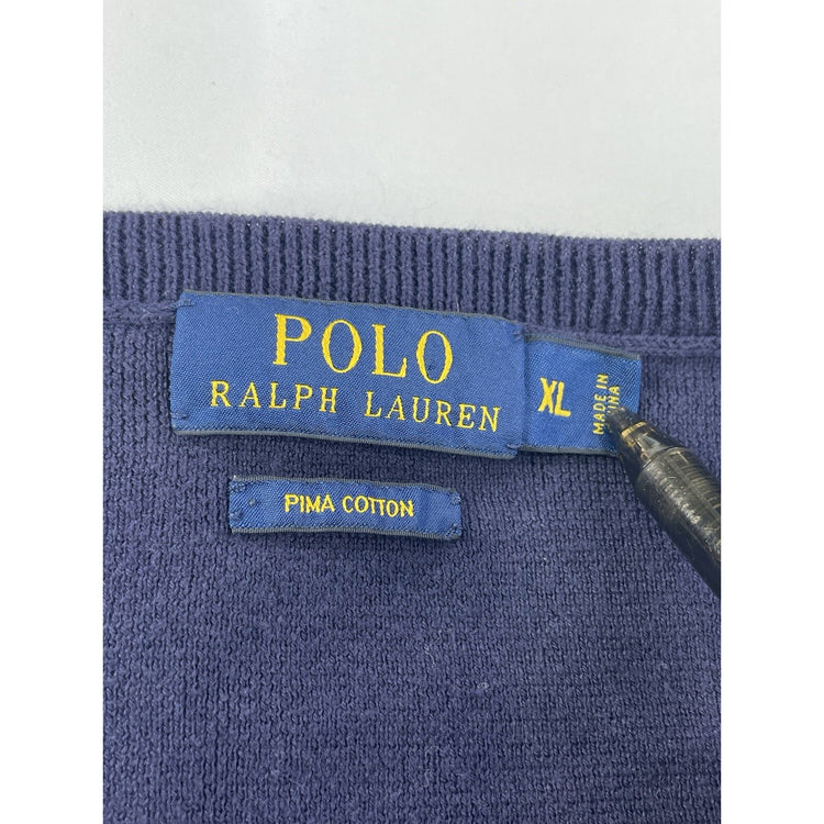 Mens Polo Ralph Lauren Size XL Navy Blue V Neck Sweater