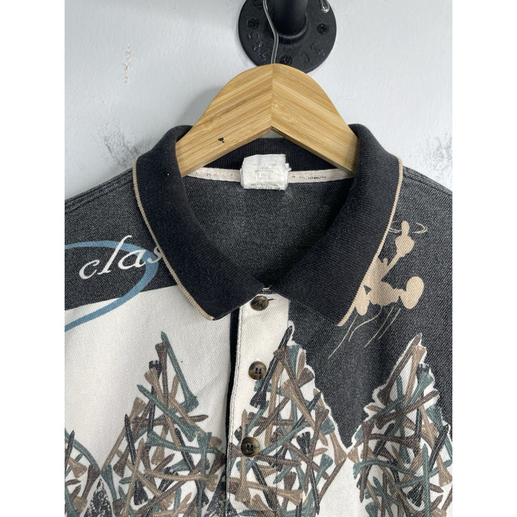 Vintage 1990s THE DISNEY STORE Mickey Donald Duck Goofy Golf Club Polo Shirt XL