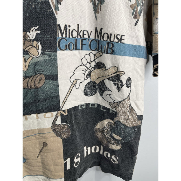 Vintage 1990s THE DISNEY STORE Mickey Donald Duck Goofy Golf Club Polo Shirt XL