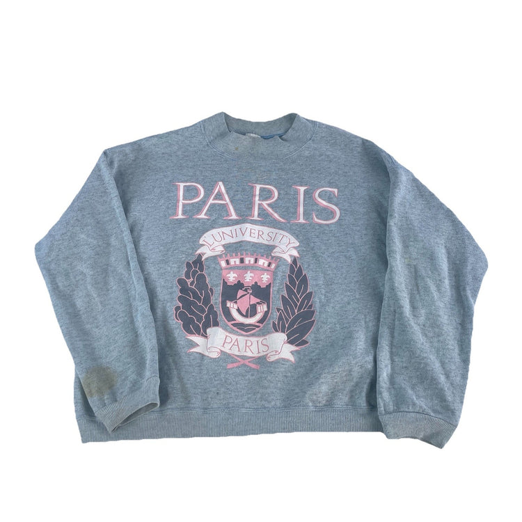 Vintage Pannill Paris University Gray Graphic Crewneck Sweatshirt Size Xl