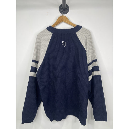 Men’s 90’s Vintage Sean John Size Large Pullover Sweater Blue/white
