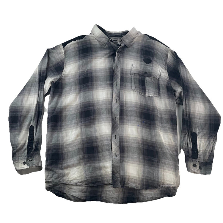 Mens Harley Davidson Black&White Plaid Button-Down Flannel Size 4XL