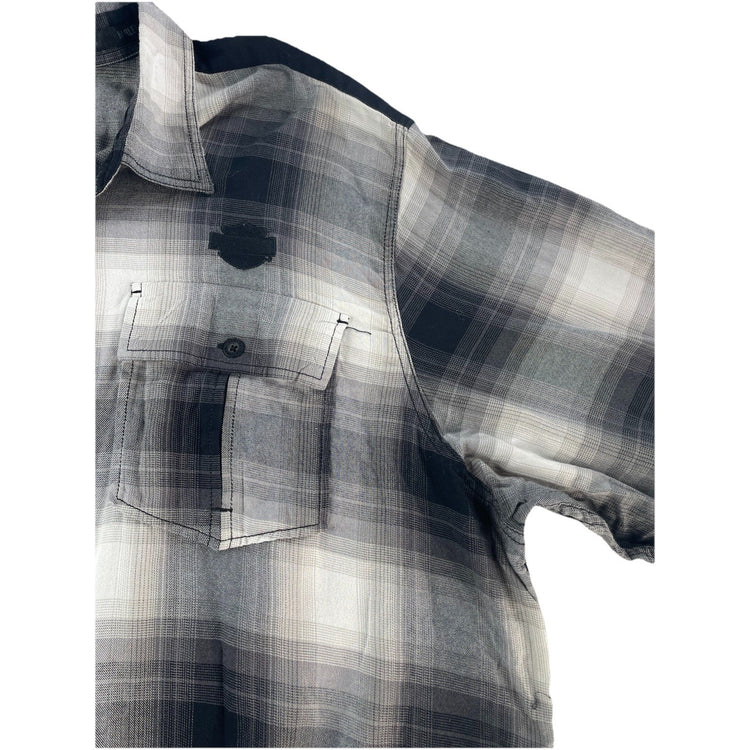 Mens Harley Davidson Black&White Plaid Button-Down Flannel Size 4XL