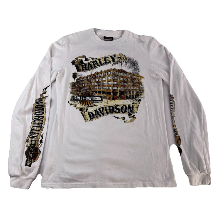 Mens Harley Davidson White Longsleeve Graphic Shirt Size S