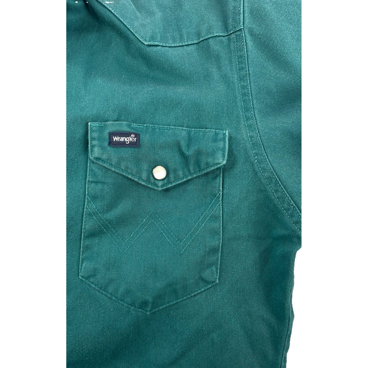 Men’s Wrangler Teal-green Long Sleeve Button Up Work Shirt Size M