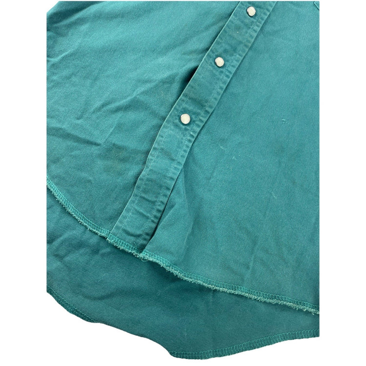Men’s Wrangler Teal-green Long Sleeve Button Up Work Shirt Size M