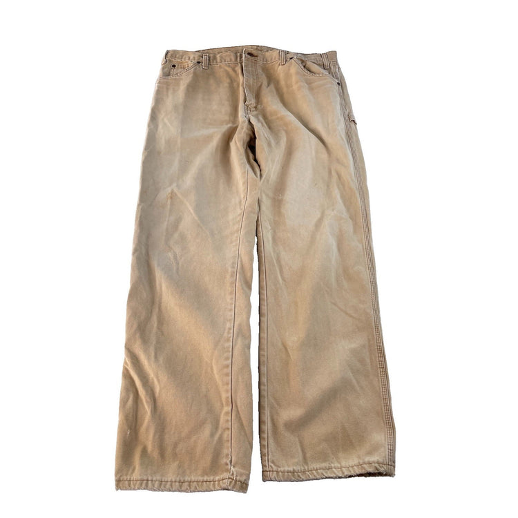 Men's Vintage Distressed Dickies Carpenter Pants Tan Duck Canvas 38x30